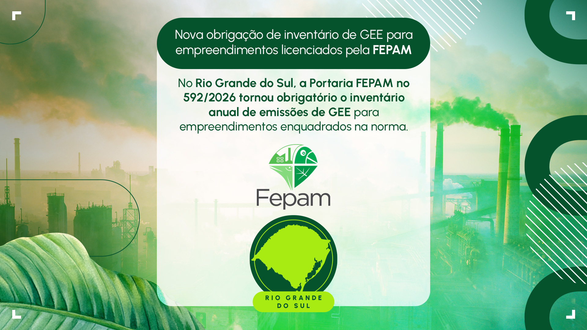 RS - Nova obrigação de inventário de GEE para empreendimentos licenciados pela FEPAM